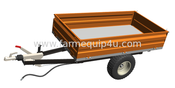 Tractor Tow Behind 2 Wheel Hydraulic Tipper Trailer With Overrun Brake 1.5ton proveedor