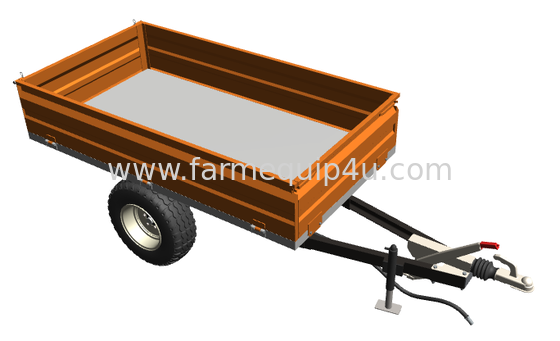 Tractor Tow Behind 2 Wheel Hydraulic Tipper Trailer With Overrun Brake 1.5ton proveedor