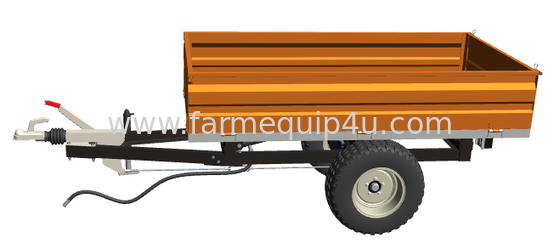 Tractor Tow Behind 2 Wheel Hydraulic Tipper Trailer With Overrun Brake 1.5ton proveedor